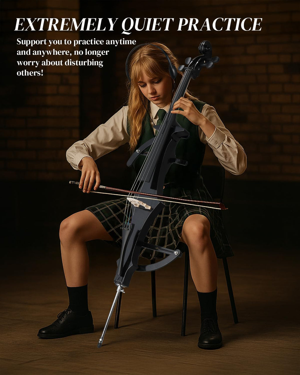 Ktaxon Foldable Electric Cello 4/4 Full Size Silent Cello with Portable Bag, Stereo Headphones, Premium Cable & Rosin, Professional Bow and Bridge for Adult Beginner(Foldable Z Style)