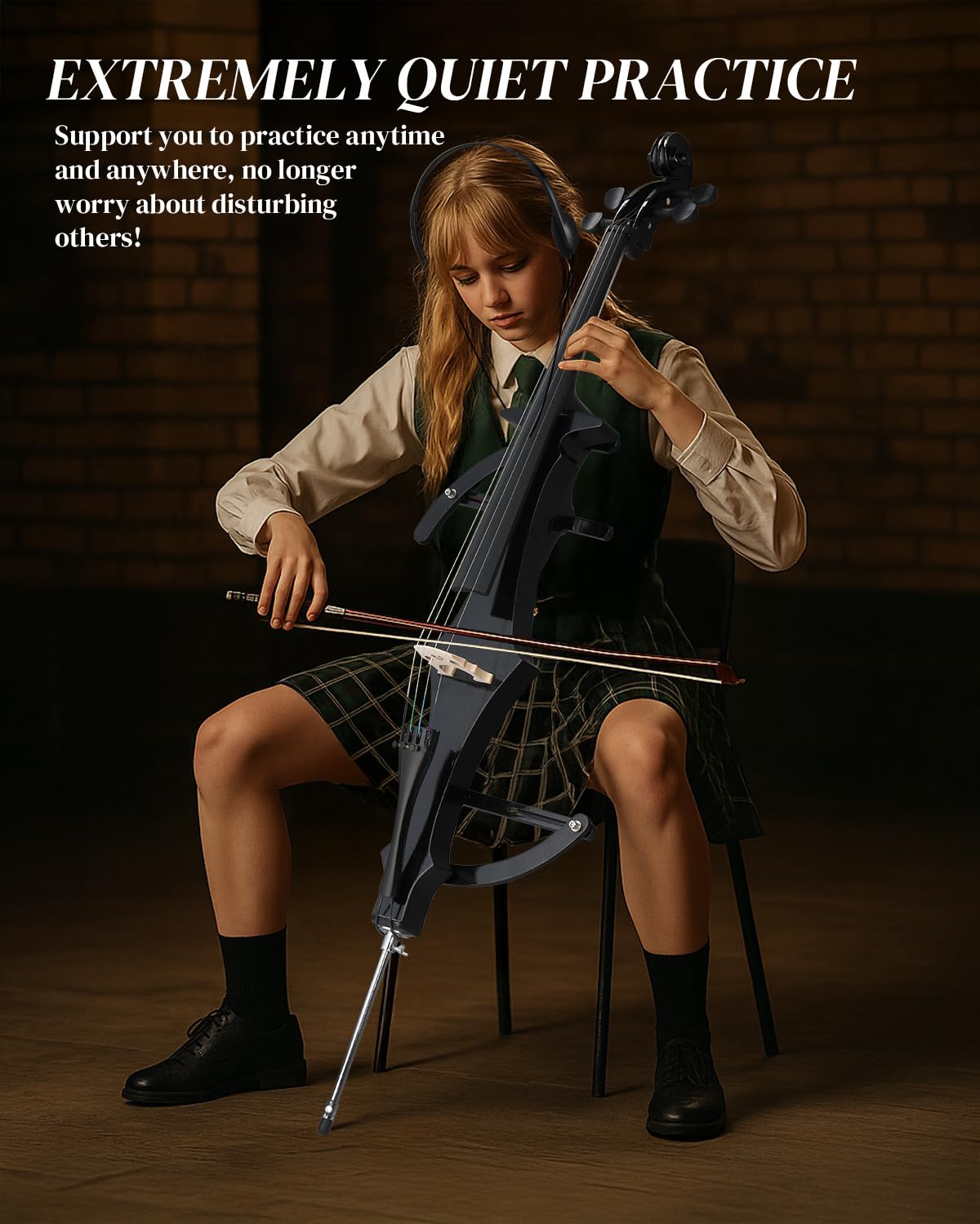 Ktaxon Foldable Electric Cello 4/4 Full Size Silent Cello with Portable Bag, Stereo Headphones, Premium Cable & Rosin, Professional Bow and Bridge for Adult Beginner(Foldable Z Style)