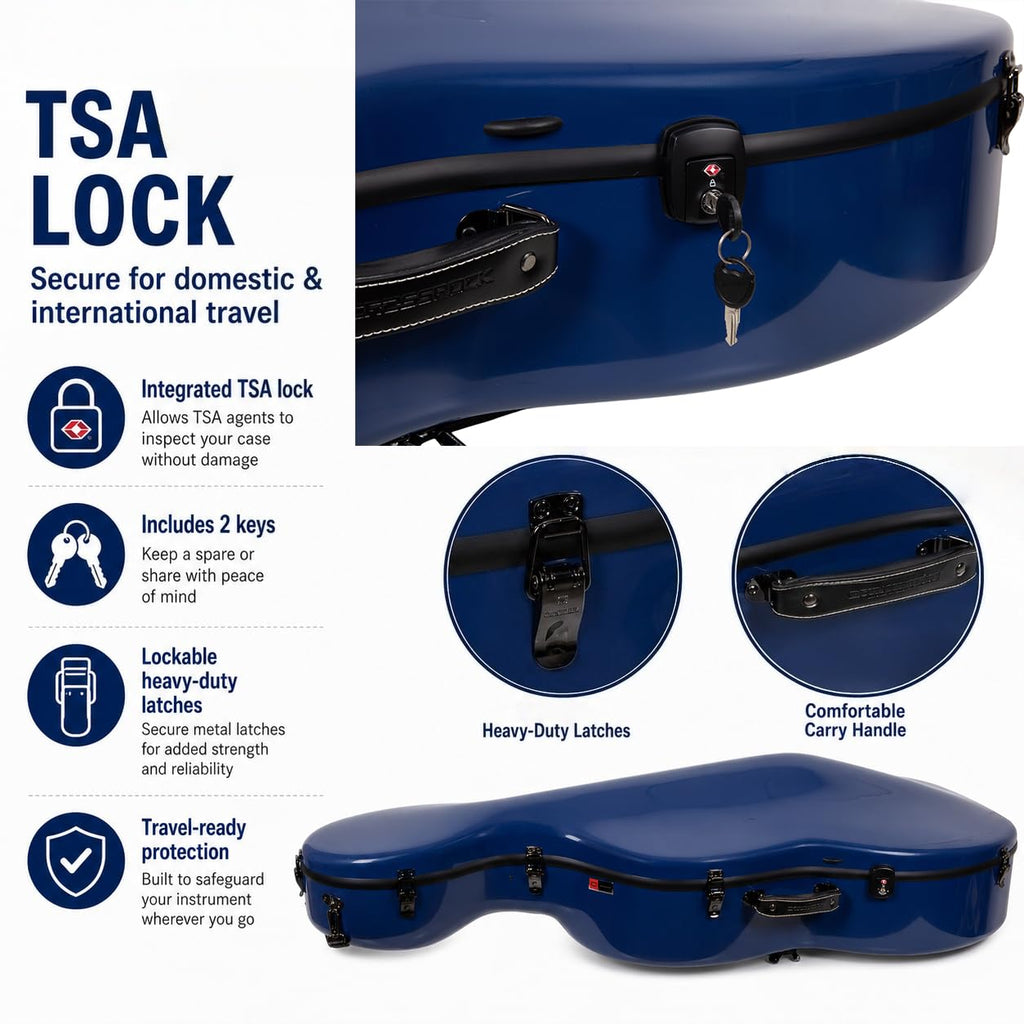 Crossrock Fiberglass 4/4 Cello Case with Wheels — Enlarged Interior Fits More Cellos | TSA Lock, Backpack Straps, Music Pouch & 3 Handles | Waterproof Hardshell — Black (CRF2030CEFBK)