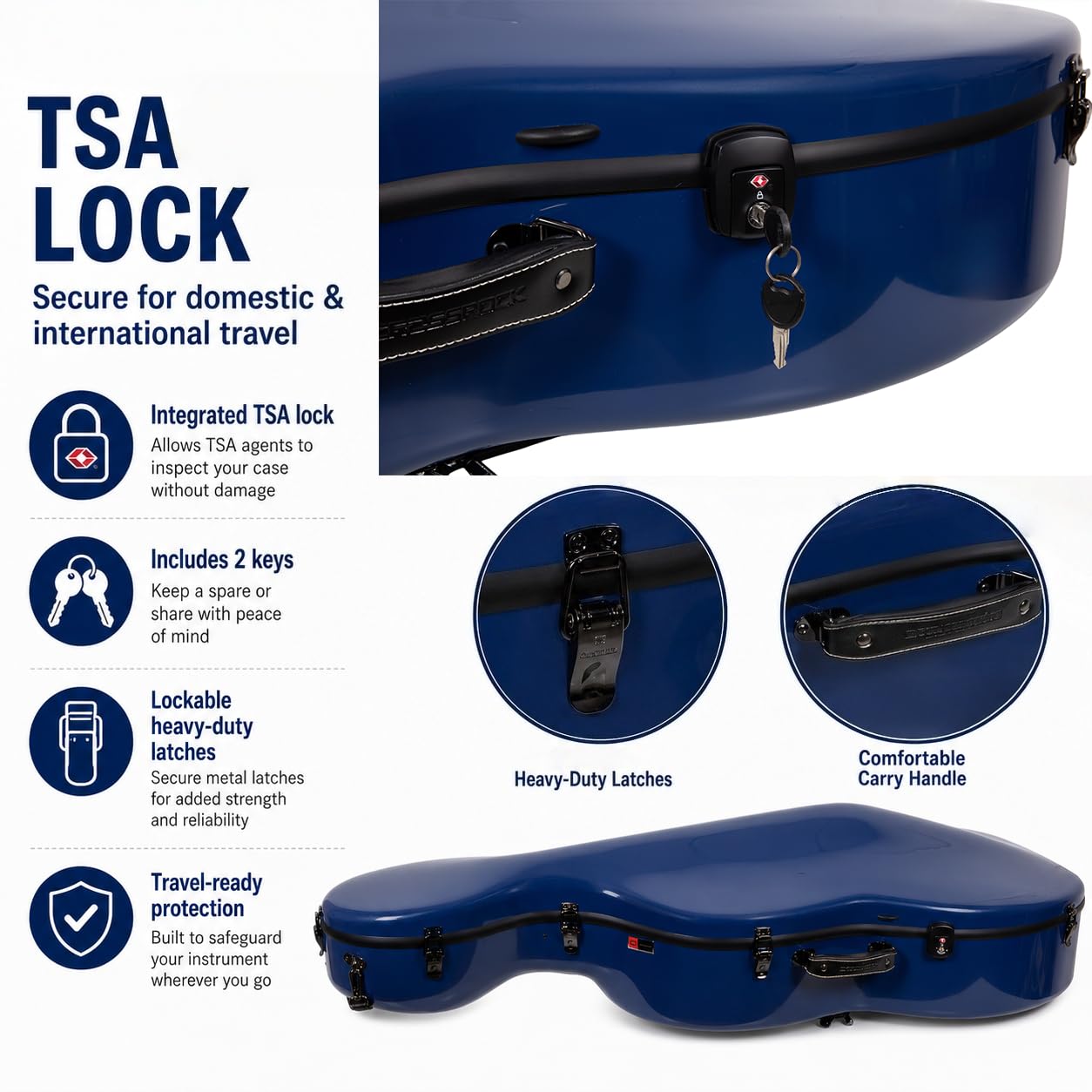 Crossrock Fiberglass 4/4 Cello Case with Wheels — Enlarged Interior Fits More Cellos | TSA Lock, Backpack Straps, Music Pouch & 3 Handles | Waterproof Hardshell — Black (CRF2030CEFBK)