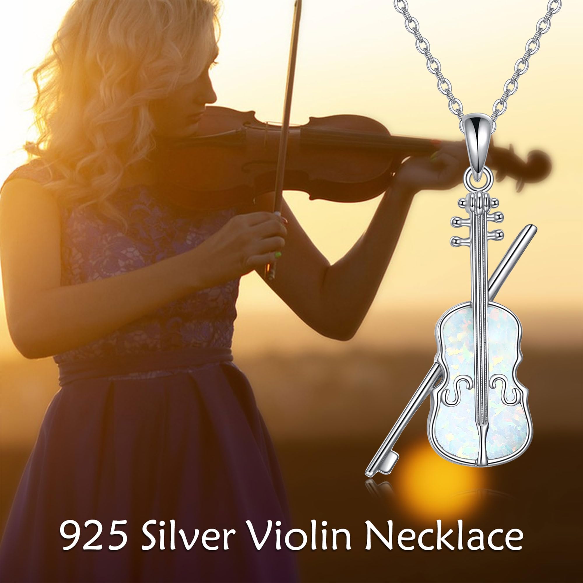 YAFEINI Violinist Cellist Gifts for Her 925 Sterling Silver Cello Violin Pendant Necklace Music Jewelry for Women Birthday Christmas Gifts