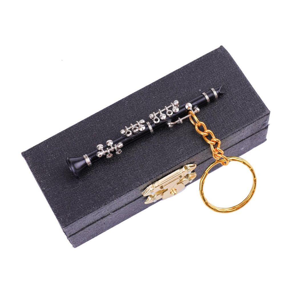 Miniature Musical Instrument Keychain with Case Brass Mini Collectible Figurines Replica Key Ring Birthday Gifts