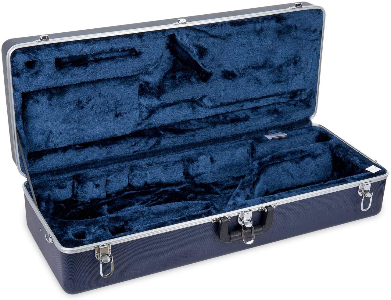 Crossrock Trumpet Case for Bb Horn | Textured Blue Finish with Velvet Interior, Security Lock, Metal Feet & Detachable Strap (CRA861TRBL)