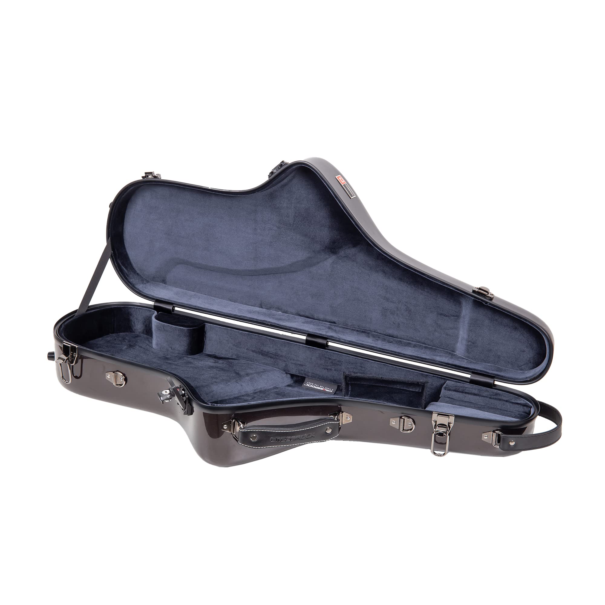 Crossrock Pro-Grade Straight Soprano Saxophone Case | Crimson Red Gloss, TSA Lock, Elite Protection, Detachable Backpack Straps, Accessory Pocket for Professional Musicians