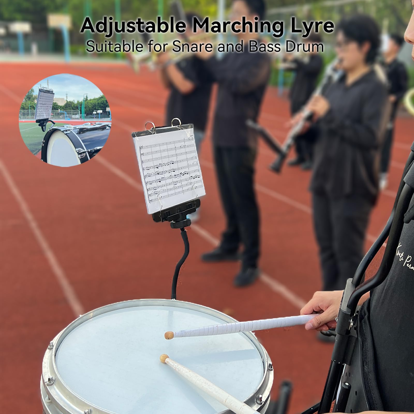 Trumpet Lyre TC10, Adjustable Marching Band Lyre for Trumpet with Flip Folder, Includes 10 Refill Sleeves