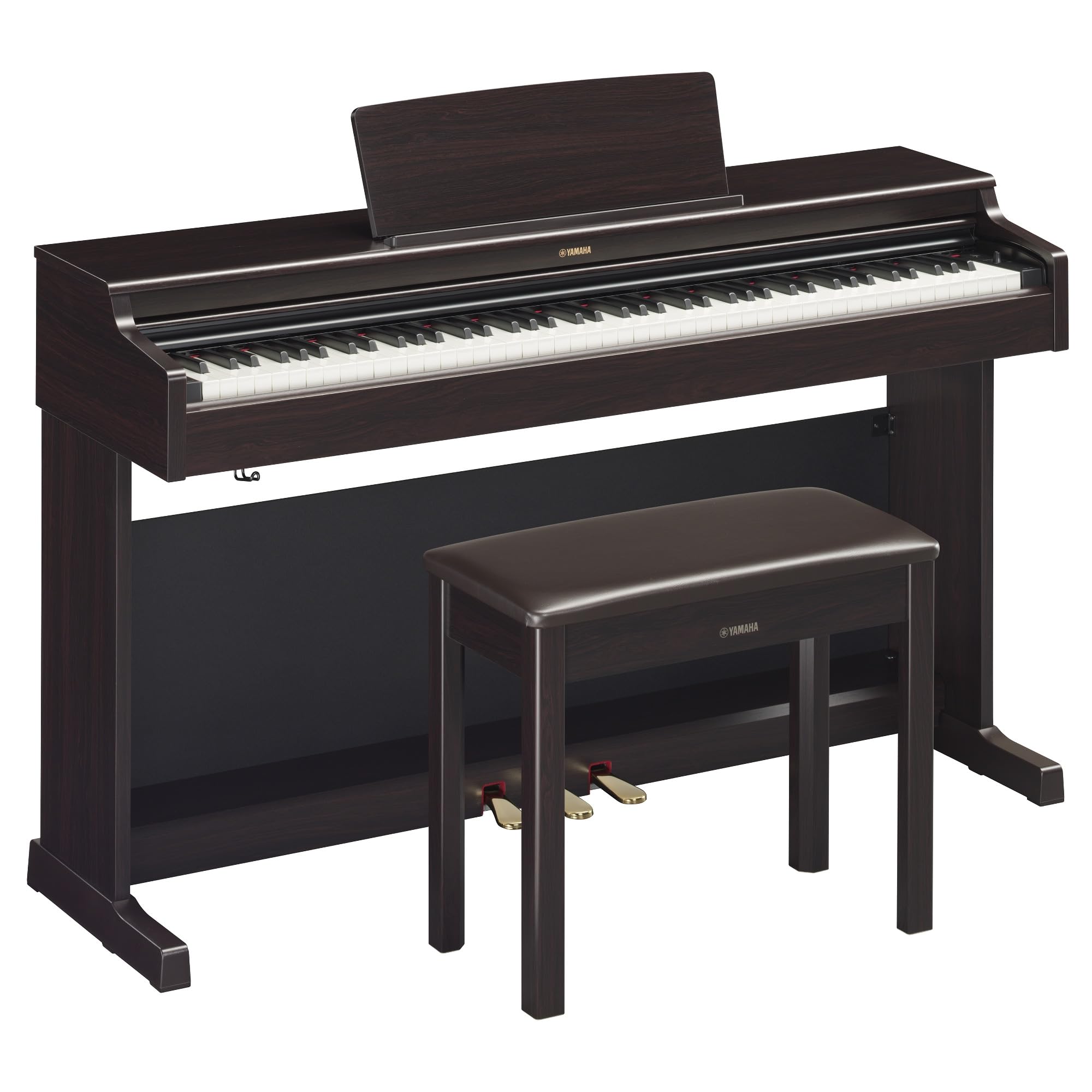 Yamaha Arius Series 88-Key Weighted Action Upright Digital Piano for Beginner and Intermediate Players, Dynamic Response, Grand Piano Sound, 3-pedal Unit, Bench Included, Rosewood YDP105R