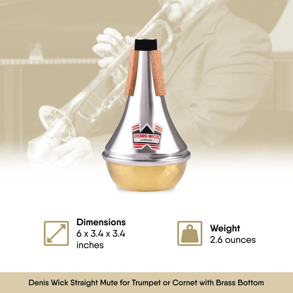 Denis Wick Straight Mute for Trumpet or Cornet, 5504 - Hand-Spun Aluminum Mute with Natural Cork - Brilliant Tone, Reliable Intonation & Tight-Bell Fit for Performance - 6.1 x 3.4 x 3.4 In, 2.26 oz