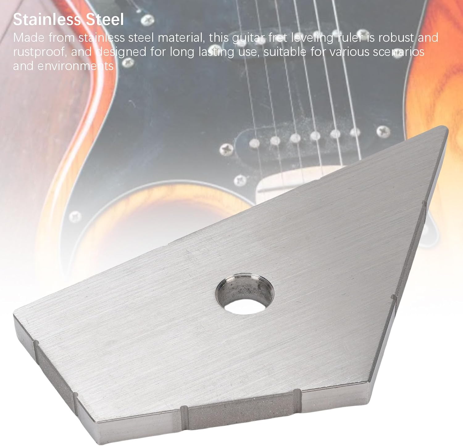 4 in 1 Guitar String Height Gauge and String Action Ruler, Stainless Steel Fret Leveling Tool for Nut Saddle Pickup Setup with 20 Degree Angle Design