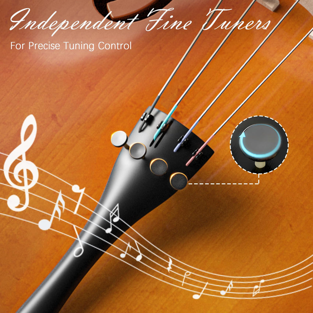 Cello 4/4 Kit, Full Size Cello for Adults, Students, Beginners, Complete Acoustic Cello Instrument Set with Portable Bag, Bow, Rosin, Black