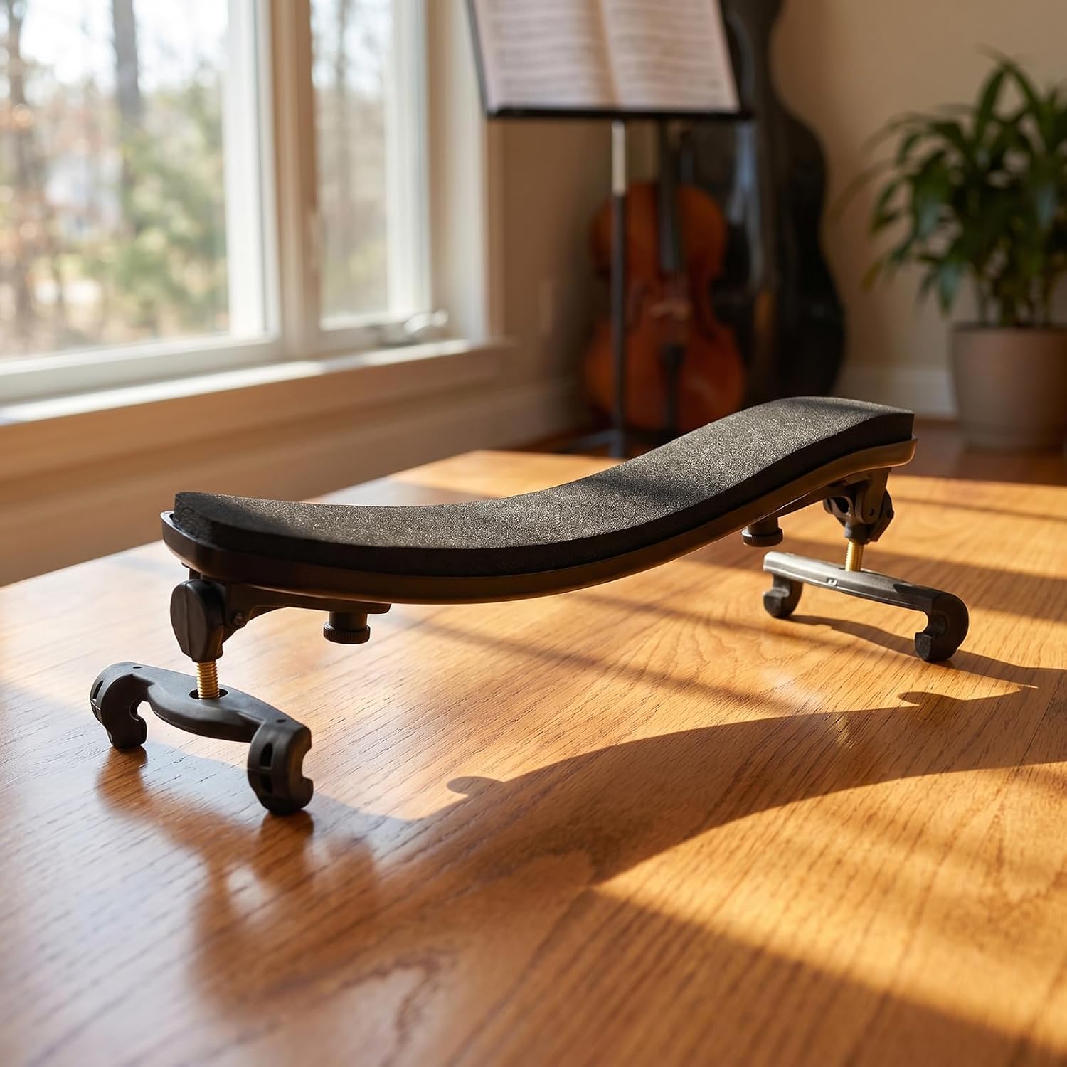 NANYI Violin Shoulder Rest - Collapsible & Adjustable for 1/2 Violins, Universal Fit with Soft High-Strength Sponge (Black) - Includes Mute and Rosin