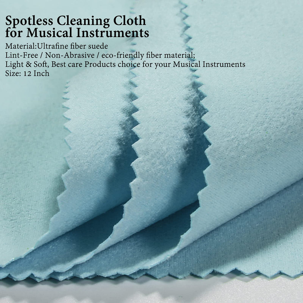 Guitar Cloths Ultrafine fiber suede (12"x12" Cloths) Plush Polishing Cloths for Musical Instruments Premium Polishing & Cleaning Cloths for Guitar Violin Piano Clarinet Trumpet (6 Pack Blue)