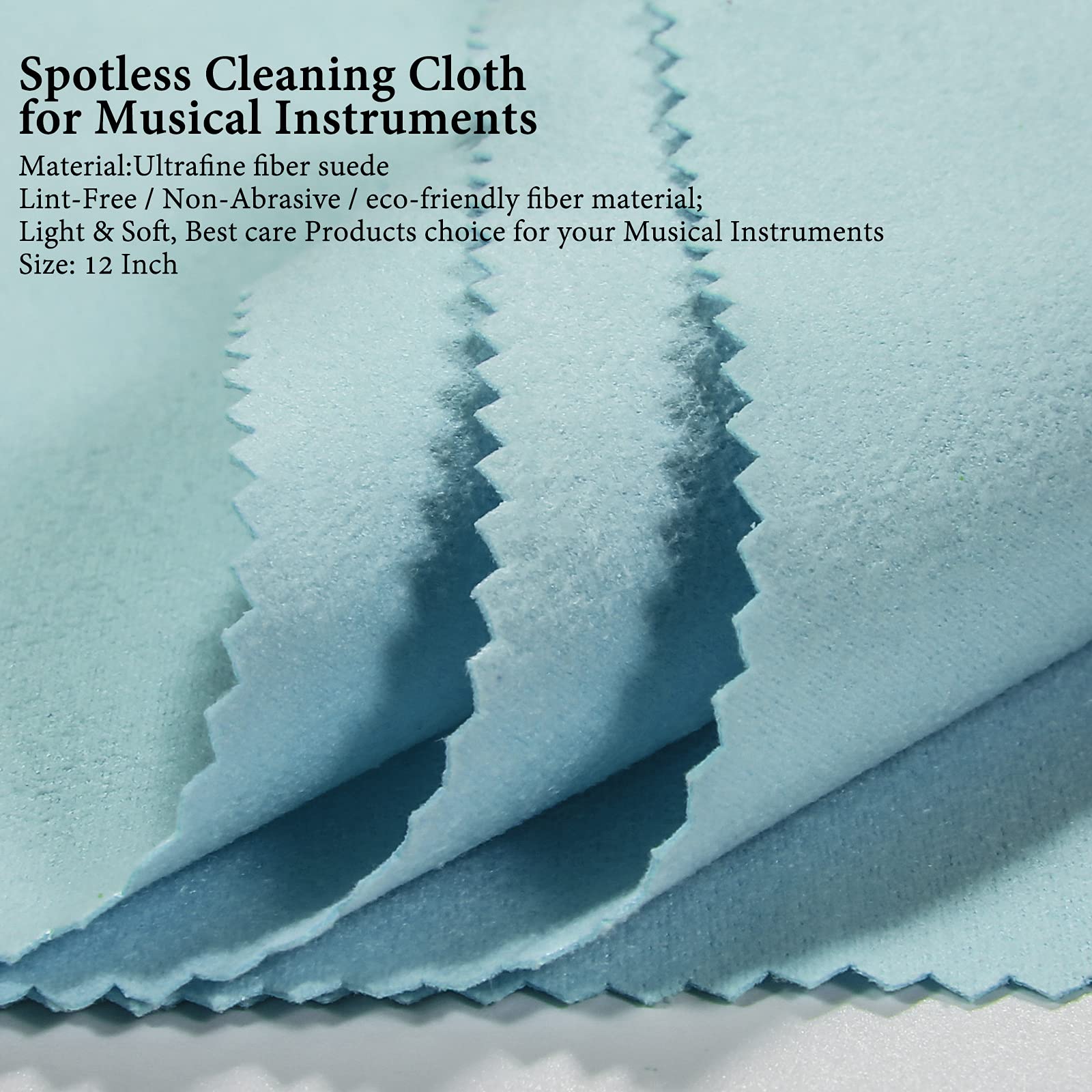 Guitar Cloths Ultrafine fiber suede (12"x12" Cloths) Plush Polishing Cloths for Musical Instruments Premium Polishing & Cleaning Cloths for Guitar Violin Piano Clarinet Trumpet (6 Pack Blue)