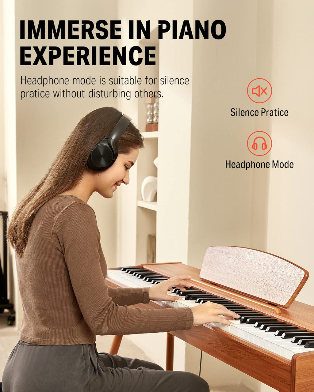 Donner DDP-80 PLUS Digital Piano 88 Key Weighted Keyboard, Home Electric Piano, Supports USB-MIDI & Headphones Connection, Semi-open Cover Designed, with Metal Three Pedal, Power Adapter