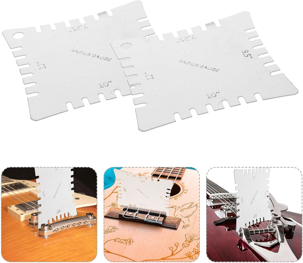 BESPORTBLE 4 Pcs Stainless Steel Guitar String Action Ruler and Fretboard Measuring Gauge Set with Portable Design for Guitar and Banjo Setup Tools, Safe and Smooth for Musicians