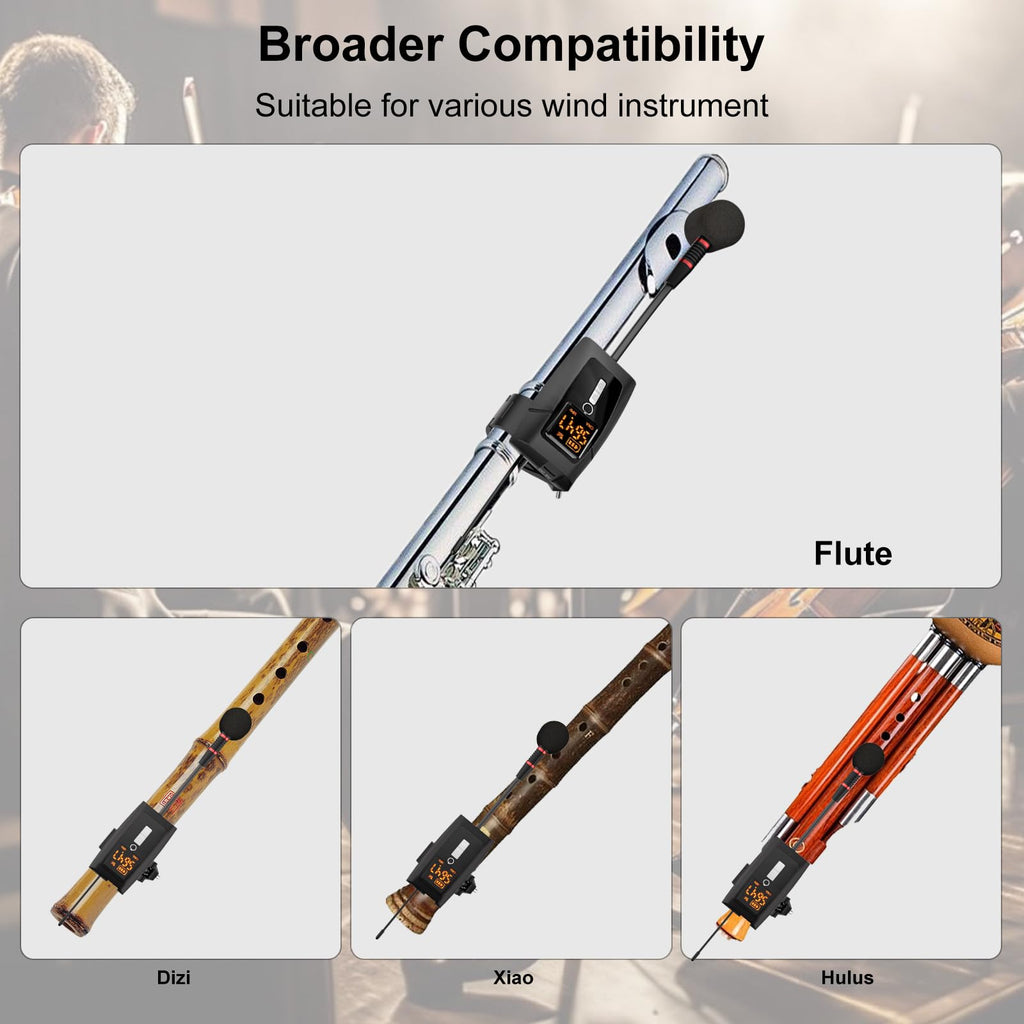 UHF Wireless Violin Cello Microphone System Violin Pickup Clip-on Instrument Microphones with Transmitter and Receiver for Musicians, Teachers, Stage Performances, Active PA Systems, 196ft Range