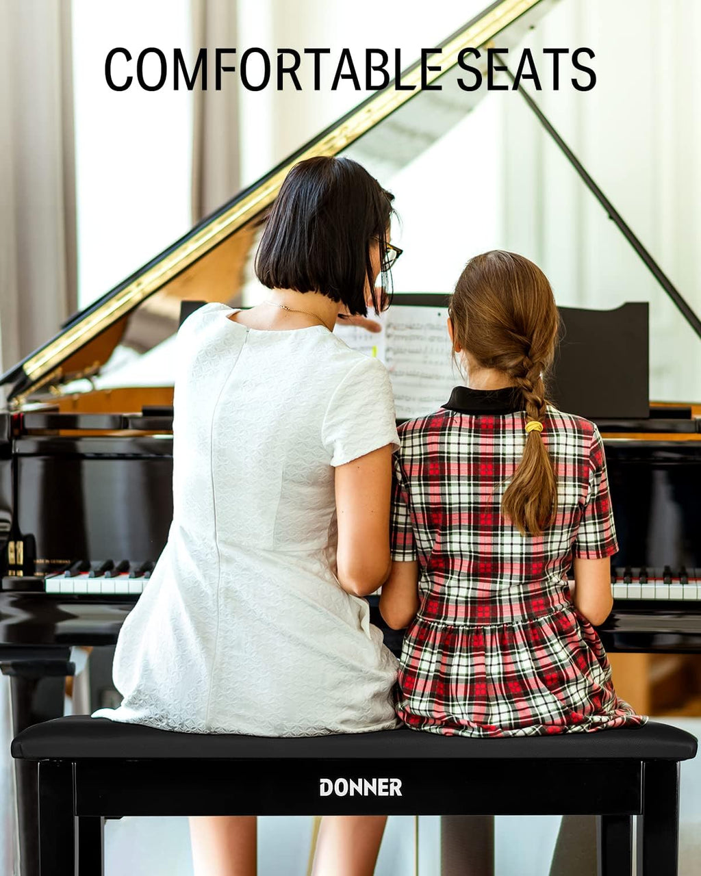 Donner DDP-400 88 Key Digital Piano Weighted Keyboard+Donner Duet Piano Bench with Storage