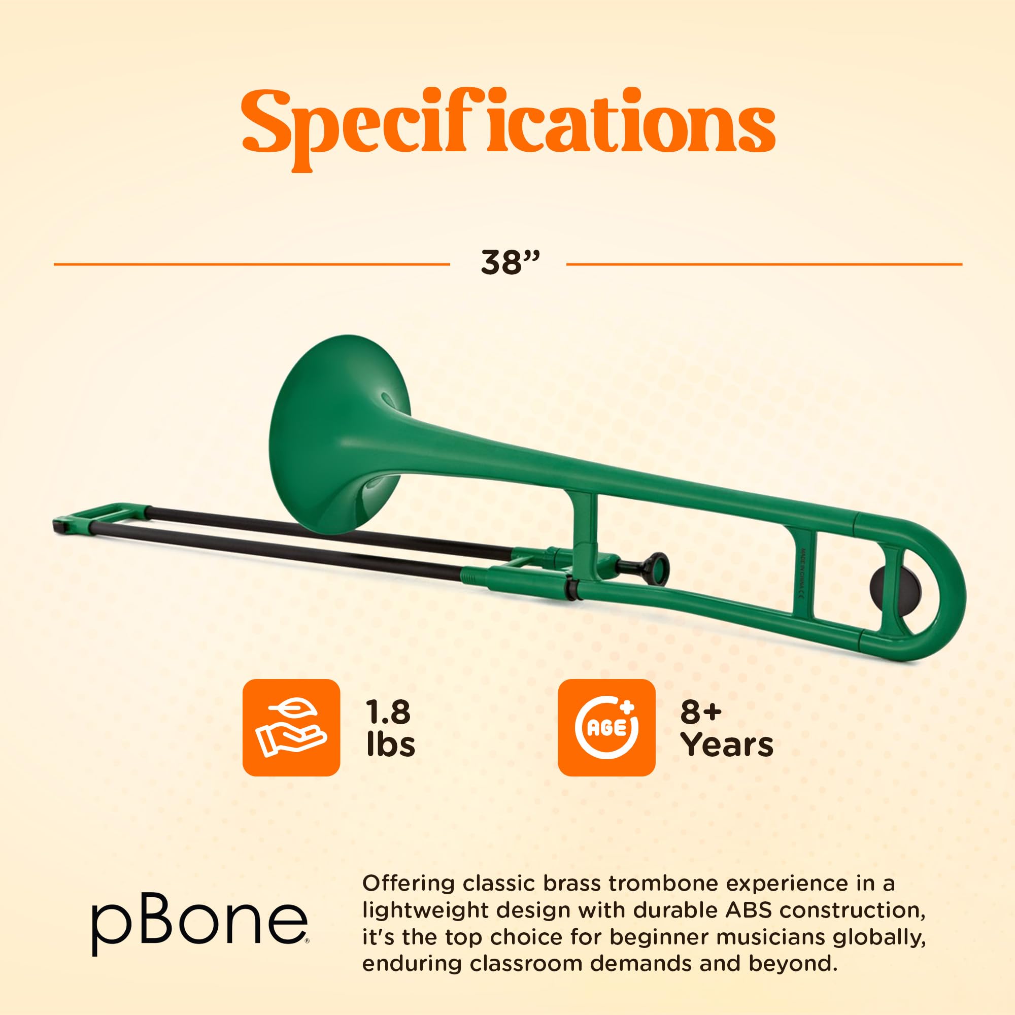 pBone Bb Plastic Trombone - Lightweight pInstruments Design with Ergonomic Grip - Includes Mouthpieces & Carrying Bag - Authentic Bb Sound for Students & Beginners - Durable ABS - Purple