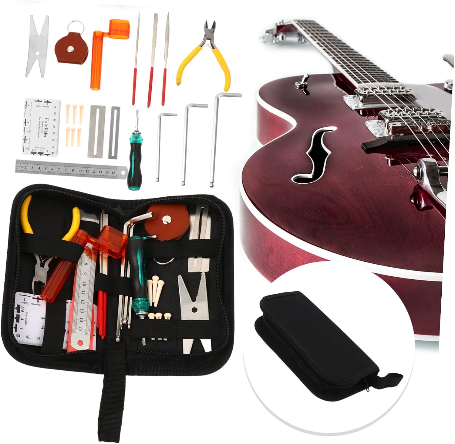 Toyvian 1set Guitar Repair Tool Kit String Cutter Action Ruler Gauge and Maintenance Accessories for Guitar Setup and Adjustments