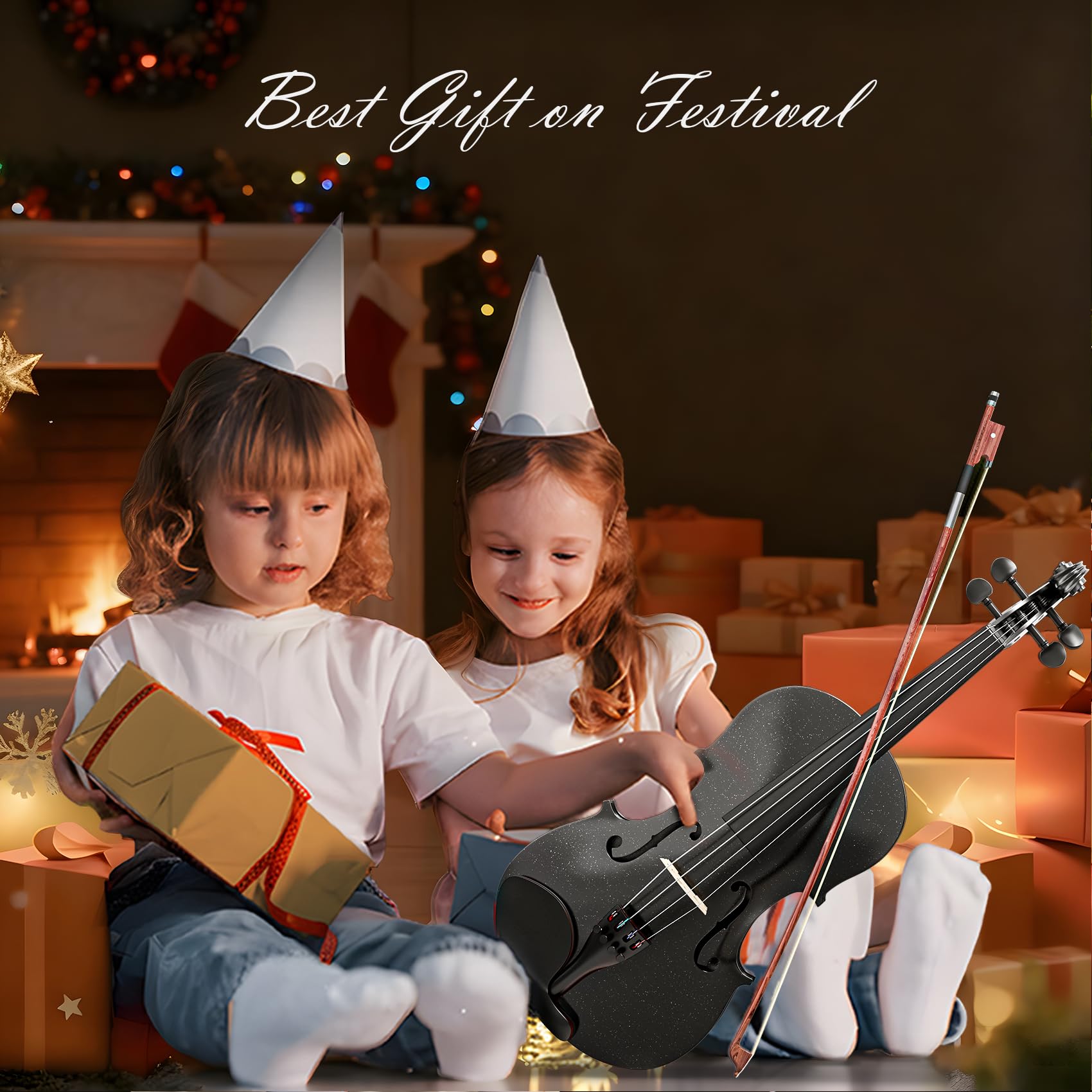 Beginner Violin 4/4, Full Size Violin for Adults, Teens, Student, Acoustic Fiddle Kit with Hard Case,Tuner,Mute,Shoulder Rest,Extra Strings,Cleaning Cloth,Learners Age 12+ (Reddish Brown)