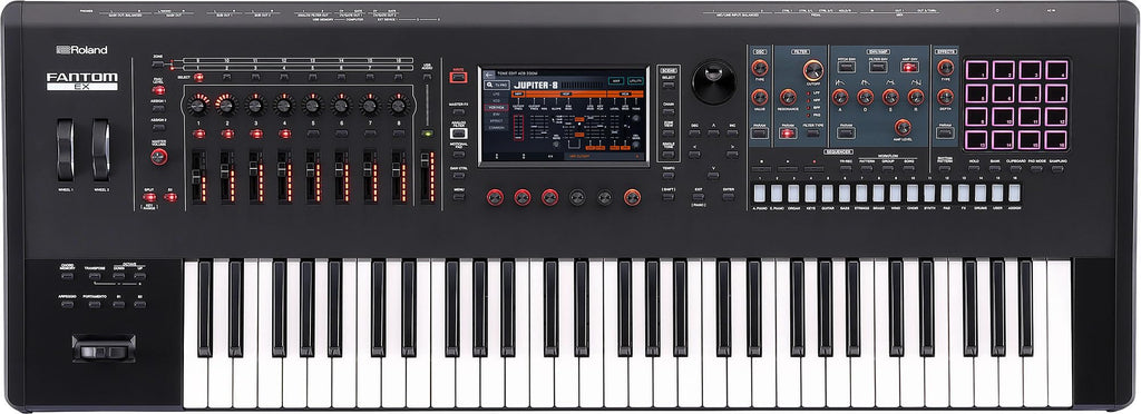 Roland Fantom 8 EX 88-Key Workstation Keyboard Synthesizer Bundle with Adjustable Stand, Sustain Pedal, Online Piano Lessons, Instructional DVD, and Austin Bazaar Polishing Cloth