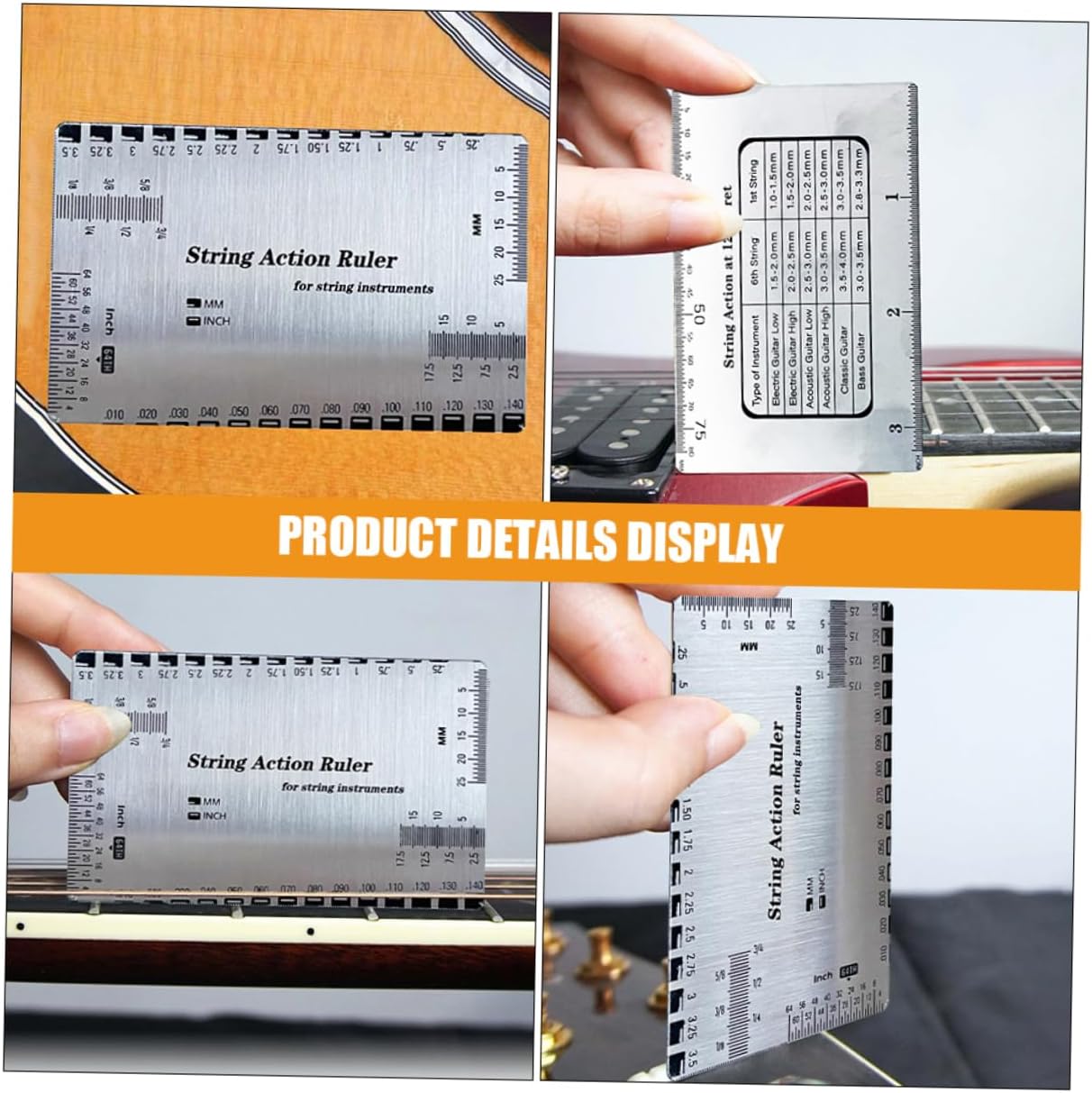 Holibanna High Precision Guitar String Action Ruler for Luthiers Portable Measurement Tool for Accurate Neck String Height Essential for Guitar and Bass Setup