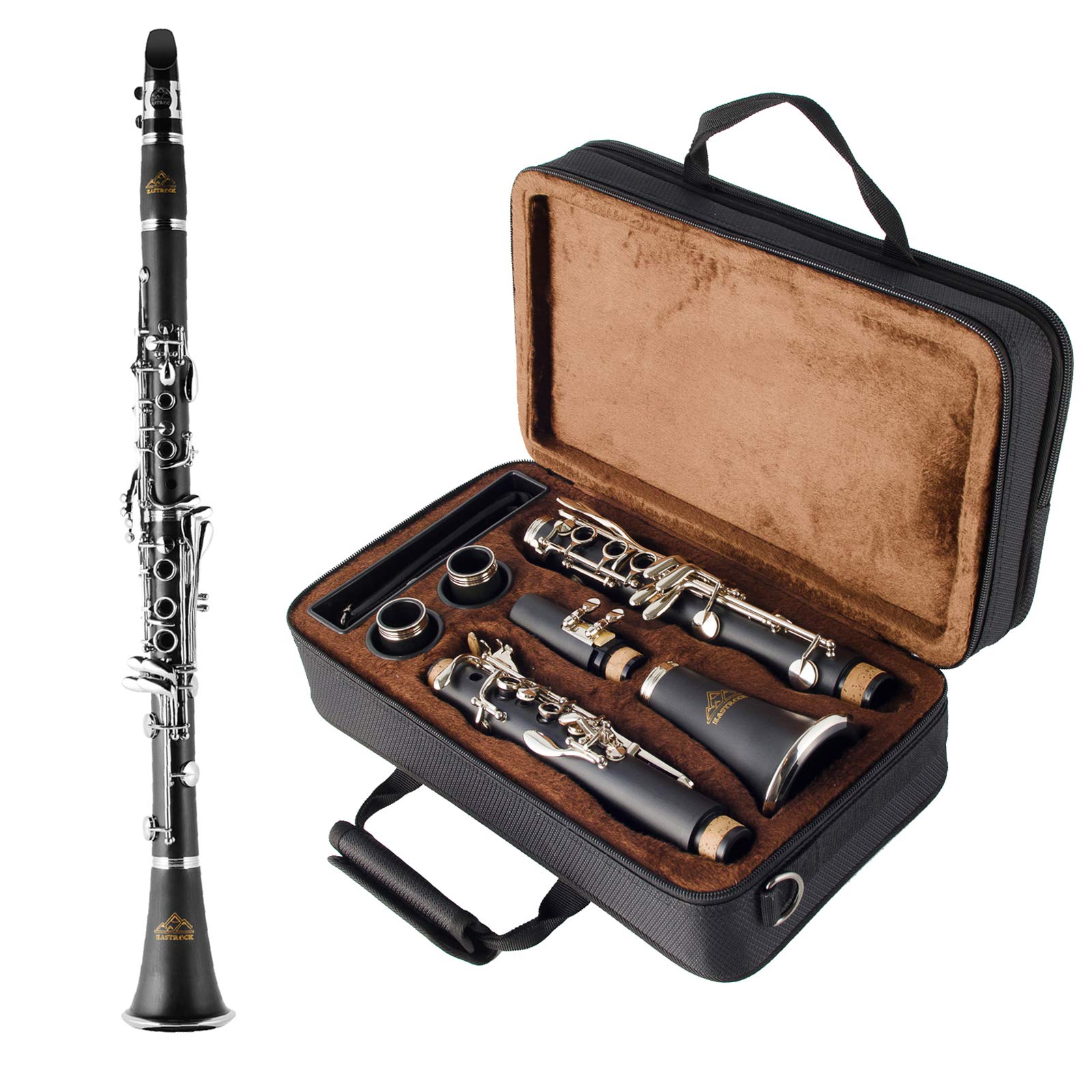 EASTROCK Bb Clarinet 17 Keys ABS Material Wide Range of Tones Particularly Beginner & Students-friendly with Using Tools and 2 Replaceable Barrels
