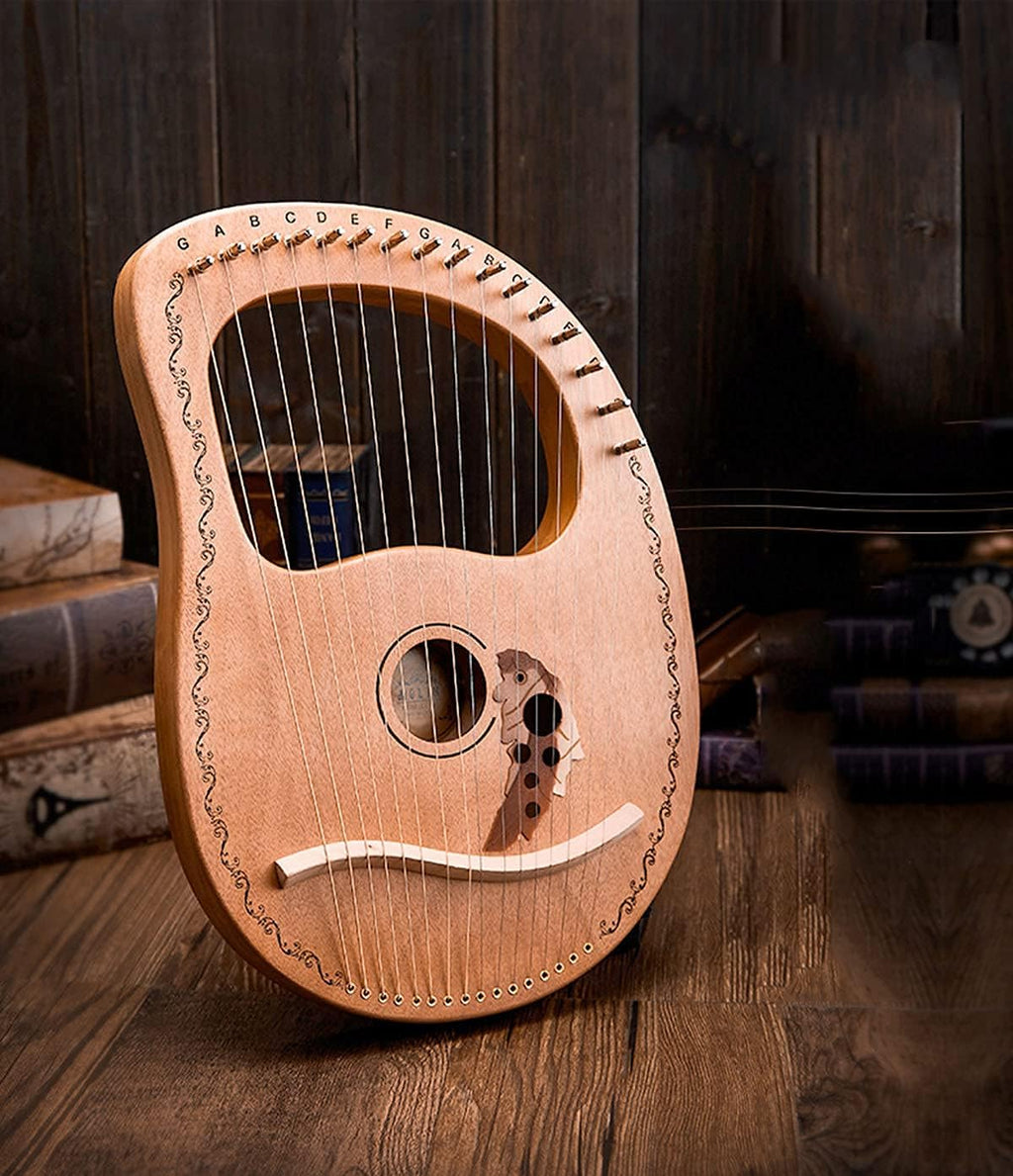 21 String Lyre Harp Solidwood Mahogany with Carry Bag, Chinese Harp Heptachord for Beginner Music Lovers Kids Adult Musical Instrument