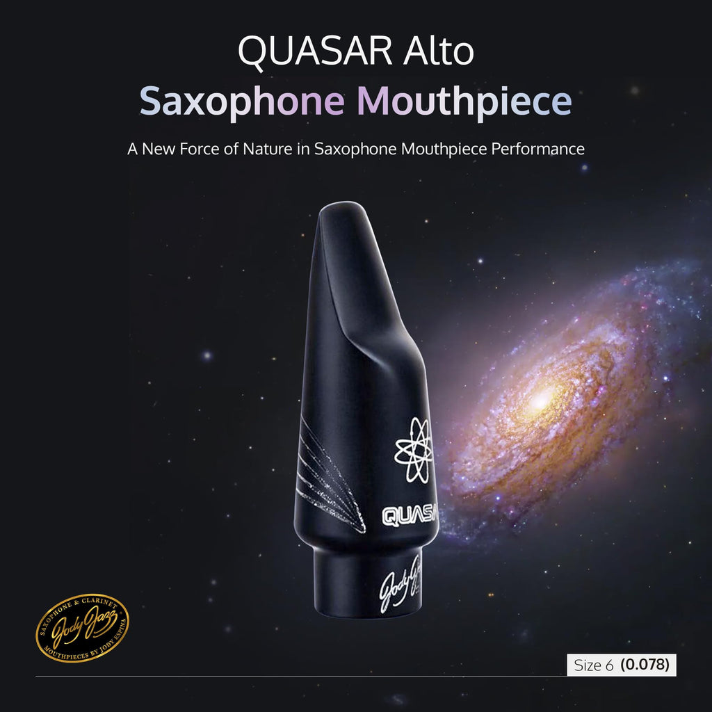 JodyJazz QUASAR™ Alto 9* Saxophone Mouthpiece Crafted with German Hard Rubber - Short Facing Curve with High Baffle, Bullet Chamber & Vibra Table™ Design - Black - Pack Of 1
