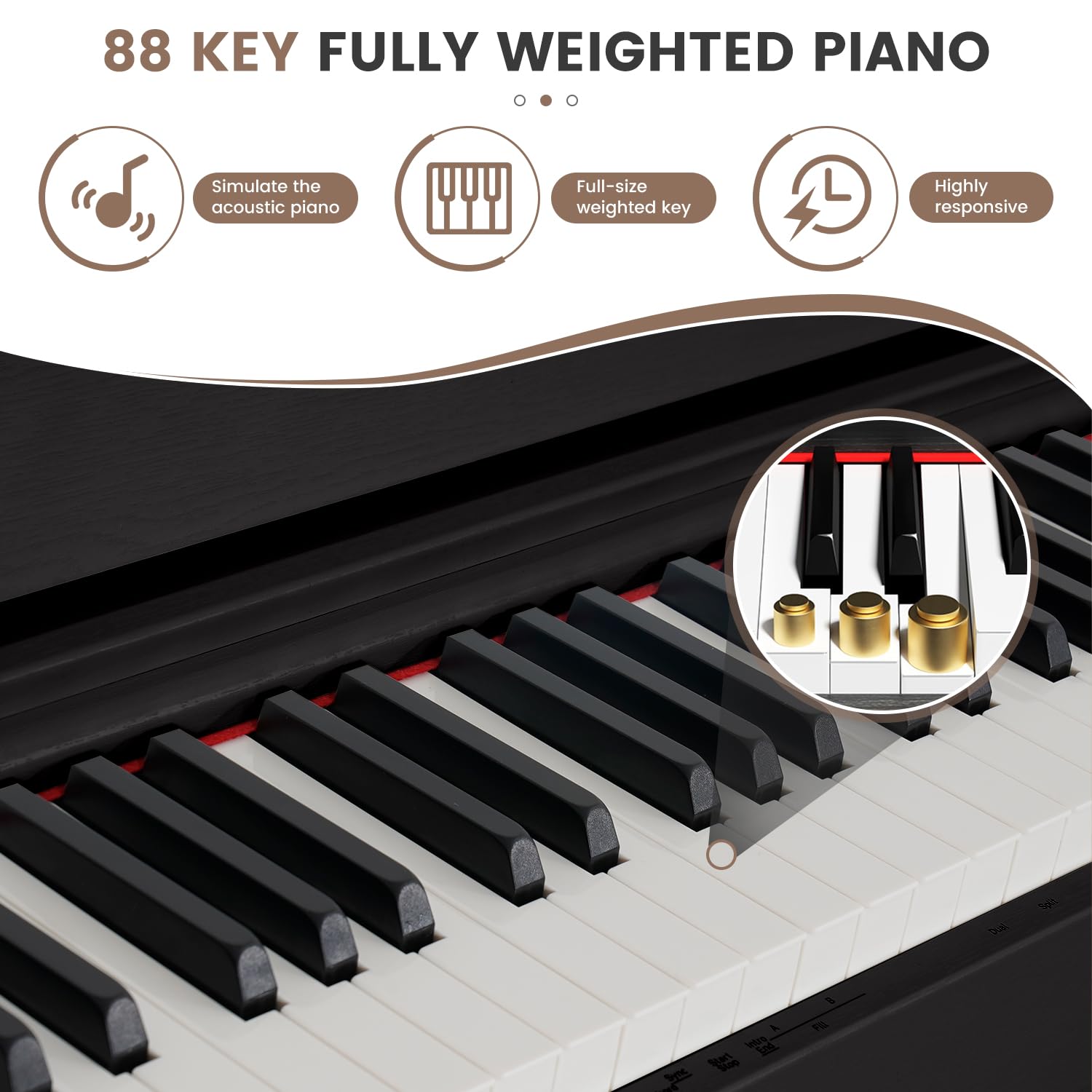 88 Key Full-Weighted Digital Piano, Full Size Electric Piano for Beginners, with U-Stand, 3 Pedal Unit, Adjustable Stool, Headphone, MIDI Functionality (Black)