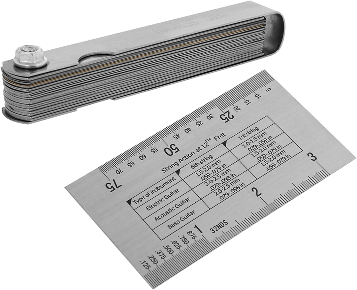 "Guitar Gauge Ruler,Portable String Action Measurement Tool,Fret Protector with Fingerboard Guard for Guitarists,Luthiers,Home Maintenance,Studio Setup,Professional Repair"