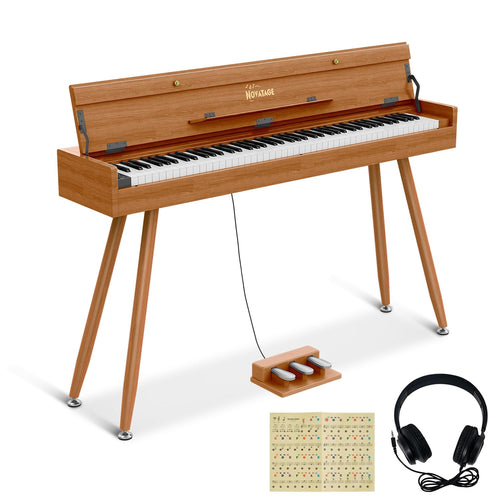 88 Key Digital Piano Keyboard for Beginners, Fully Weighted Wooden Electric Piano with Triple Pedal, Headphone, Supports MIDI Connecting, French Dream Sound Source (Brown)