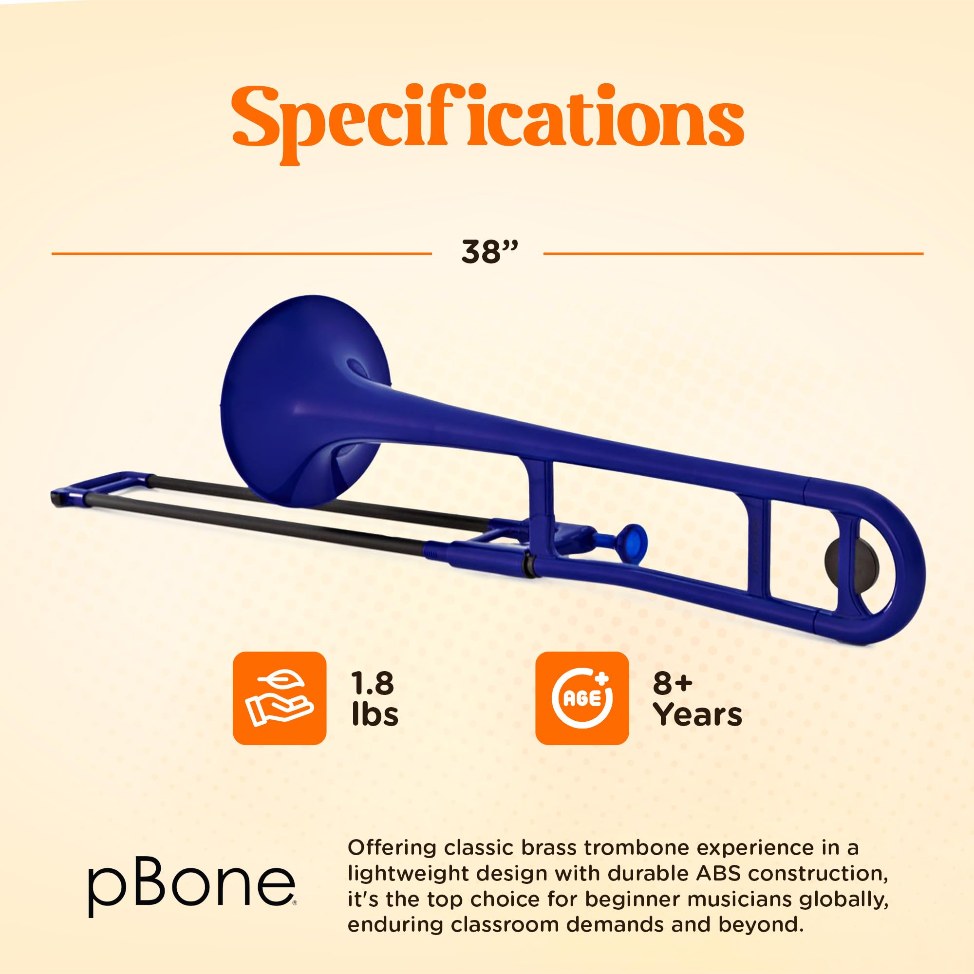 pBone Bb Plastic Trombone - Lightweight pInstruments Design with Ergonomic Grip - Includes Mouthpieces & Carrying Bag - Authentic Bb Sound for Students & Beginners - Durable ABS - Purple