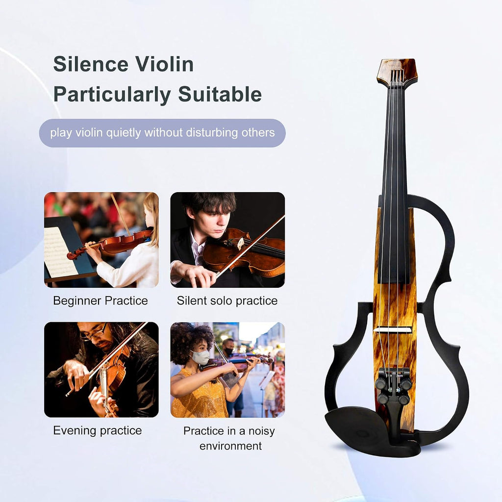 Premium Carbon Fiber Electric Violin Full Size 4/4,Professional Electric Violin for Adults Beginner,Teens,Electric Fiddle Kit with Pro Pick Case -ZNDS-2303