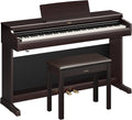 Yamaha Arius Series 88-Key Weighted Digital Piano Keyboard, Full Size, GrandTouch-E Action, CFX Concert Grand Piano Sound, 3-Pedal Unit, Bench Included, Classic Upright Design in Rosewood YDP-166R