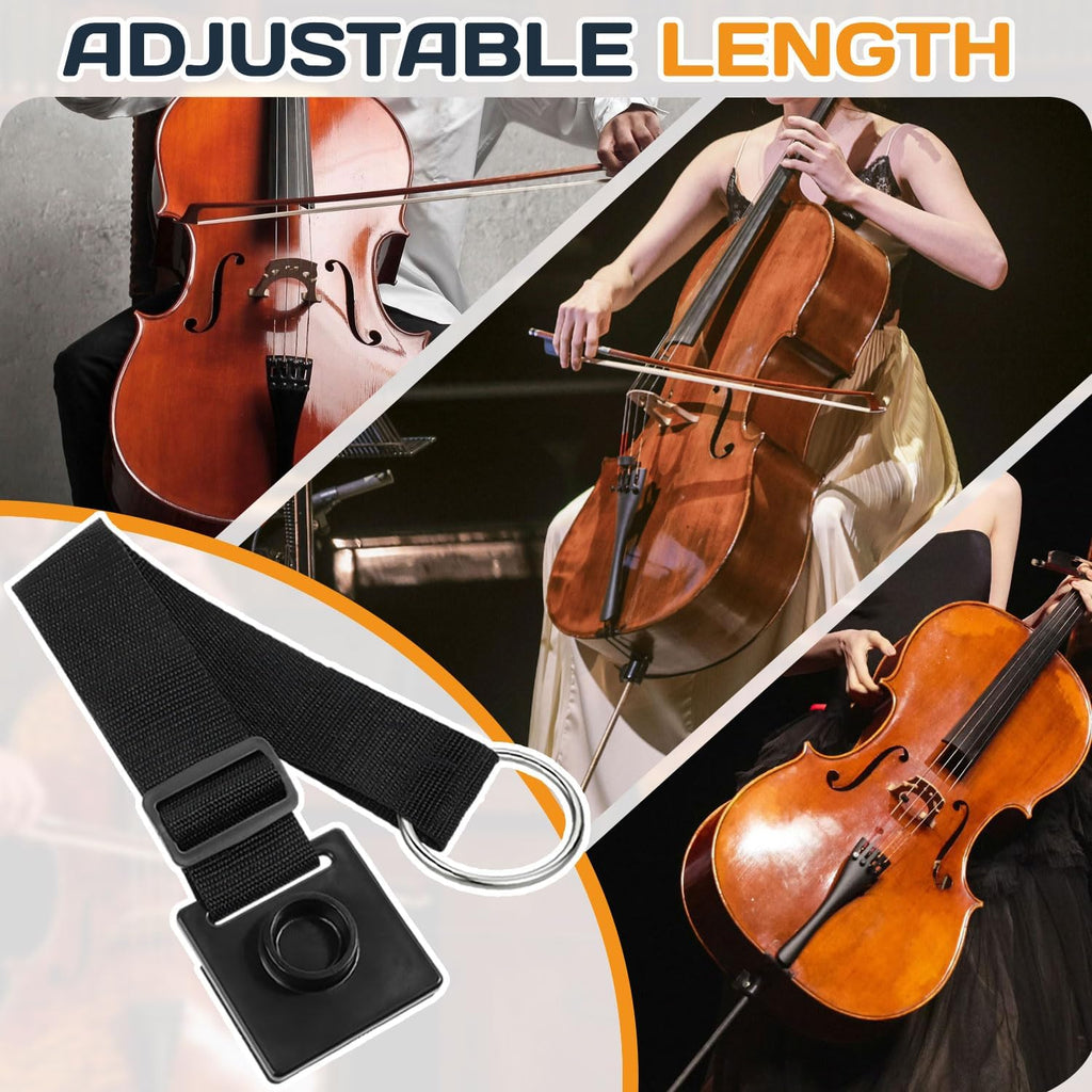 Cello Endpin Anchor,Black Cello Slip Stoppe,Non-slip with O-ring Thick Pad,Anti-Scratch Sponge Adjustable Strap for Cellists Practice Performance