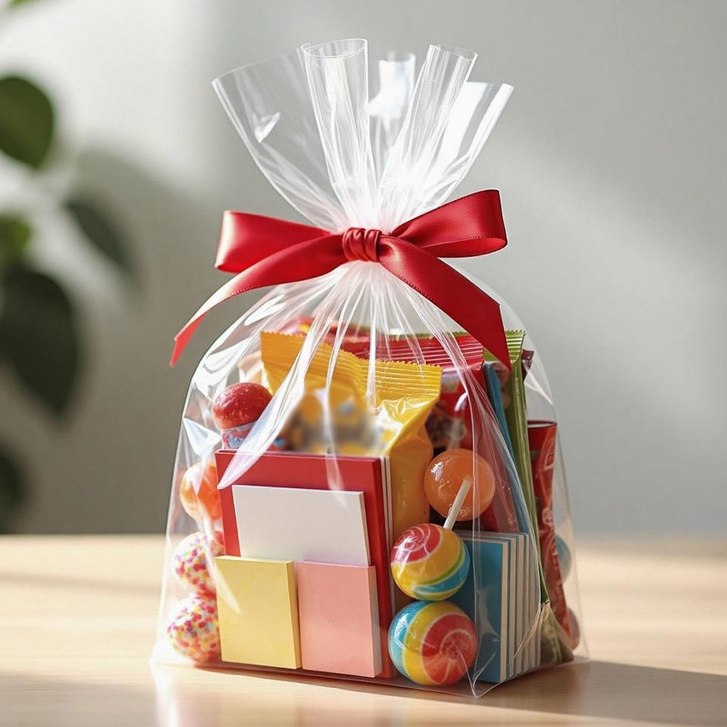 Morepack Large Cello/Cellophane Bags,30x 40 Inches Clear Basket Bags OPP Plastic Cellophane Wrap for Gift Baskets Packaging 20 Pieces (No Bow or Ribbon Included)