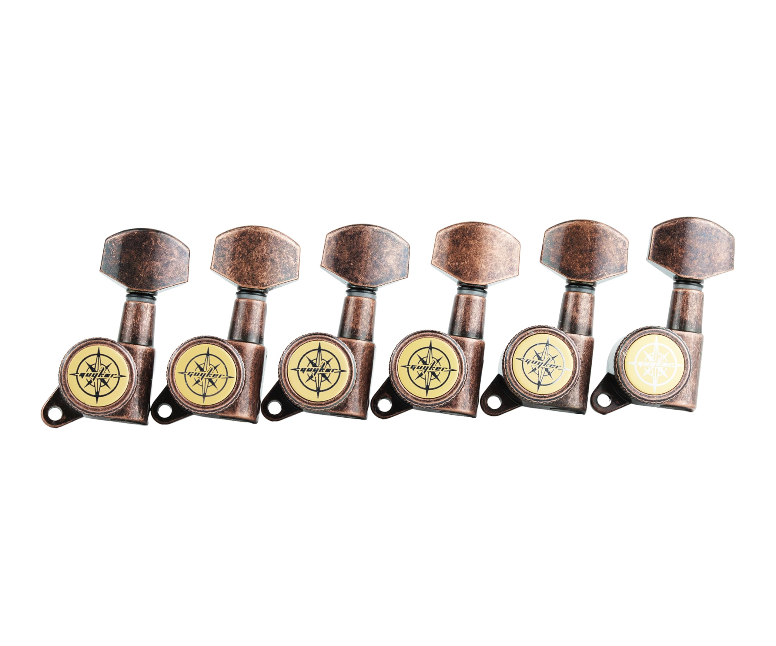 Guyker Guitar Locking Tuners (6 for Right) - 1:18 Lock String Tuning Key Pegs Machine Head with Hexagonal Handle Replacement for ST TL SG LP Style Electric, Folk or Acoustic Guitars - Chrome