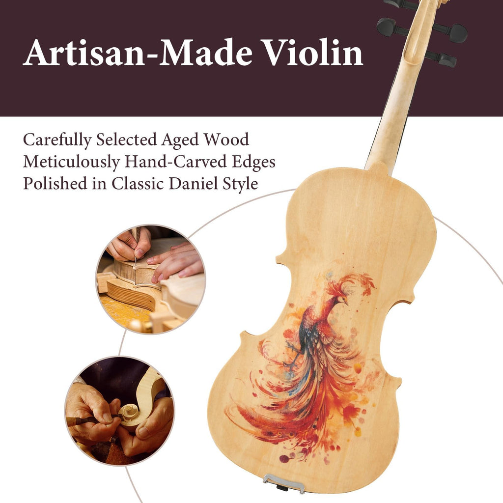 Beginner Violin 4/4, Full Size Violin for Adults, Teens, Student, Acoustic Fiddle Kit with Hard Case,Tuner,Mute,Shoulder Rest,Extra Strings,Cleaning Cloth,Learners Age 12+ (Reddish Brown)