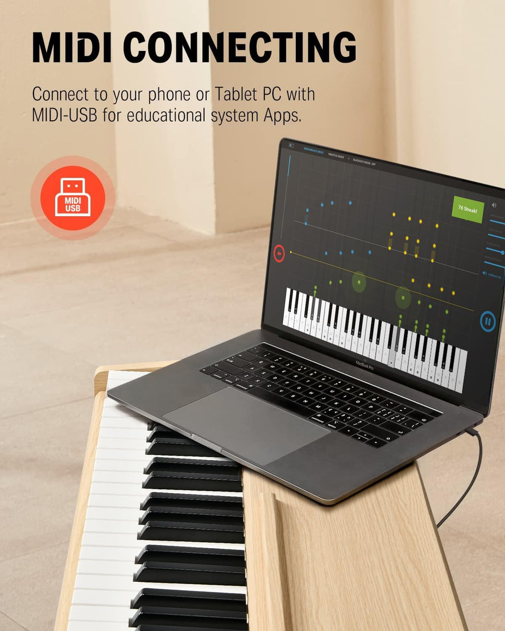 Donner DDP-80 PLUS Digital Piano 88 Key Weighted Keyboard, Home Electric Piano, Supports USB-MIDI & Headphones Connection, Semi-open Cover Designed, with Metal Three Pedal, Power Adapter