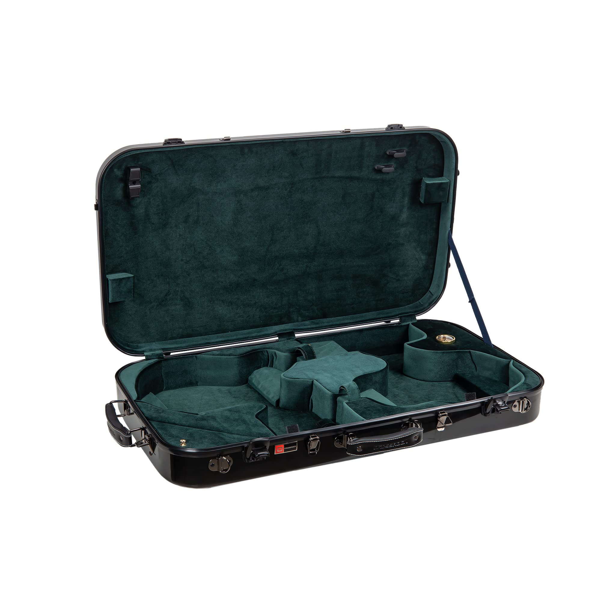 Crossrock Fiberglass Double Case for Mandolin & 4/4 Violin – Fits A & F-Style | Black Gloss Finish, TSA Lock, Backpack Straps, Accessory Storage – Pro Tour Series