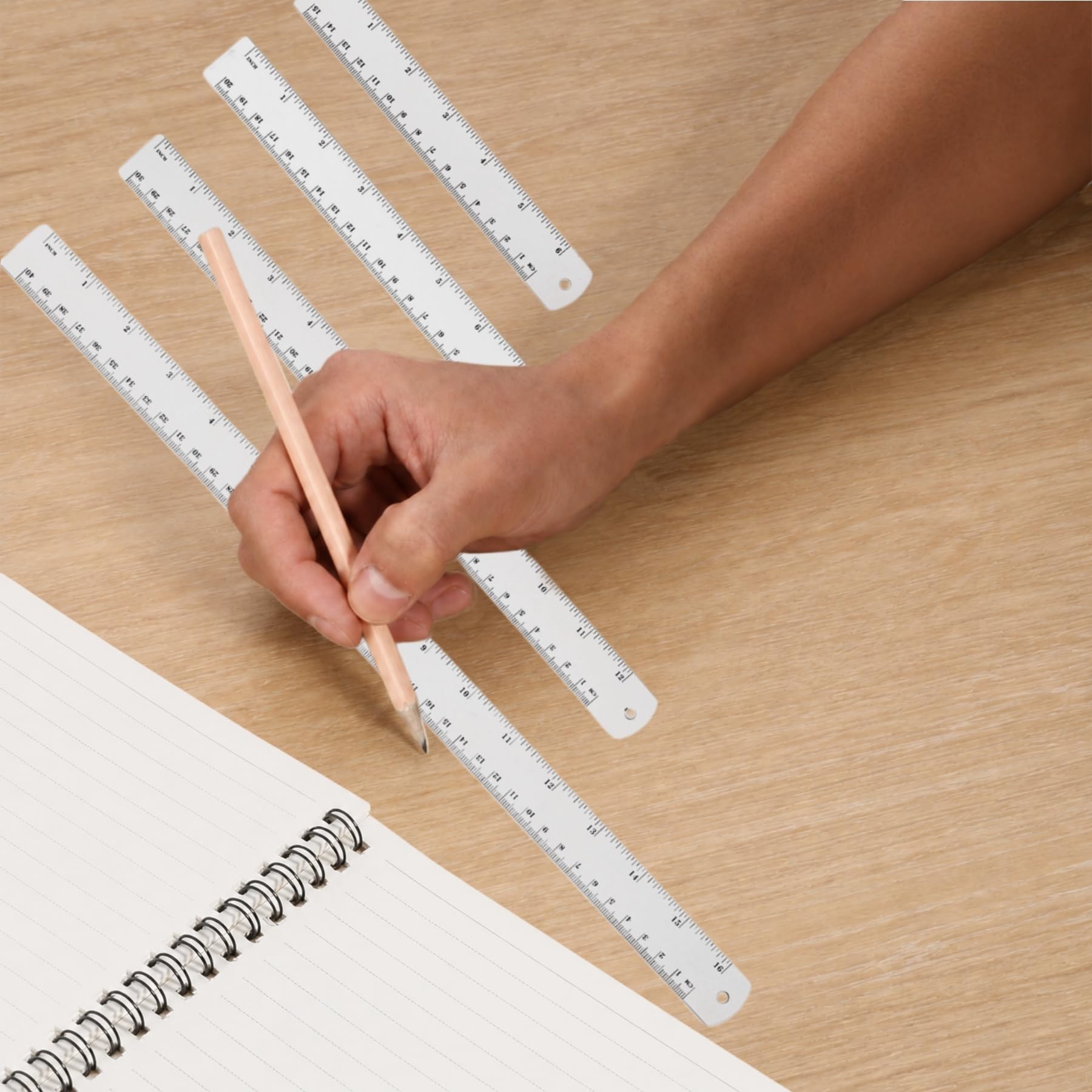 Lakei Stainless Steel Ruler 2-Pack, 6", 12", (15cm,30cm) Dual Scale Ruler | Stainless Steel Ruler Set, Metric Precision Measuring Drawing Ruler, for Drawing, Home, Office and Engineering Use