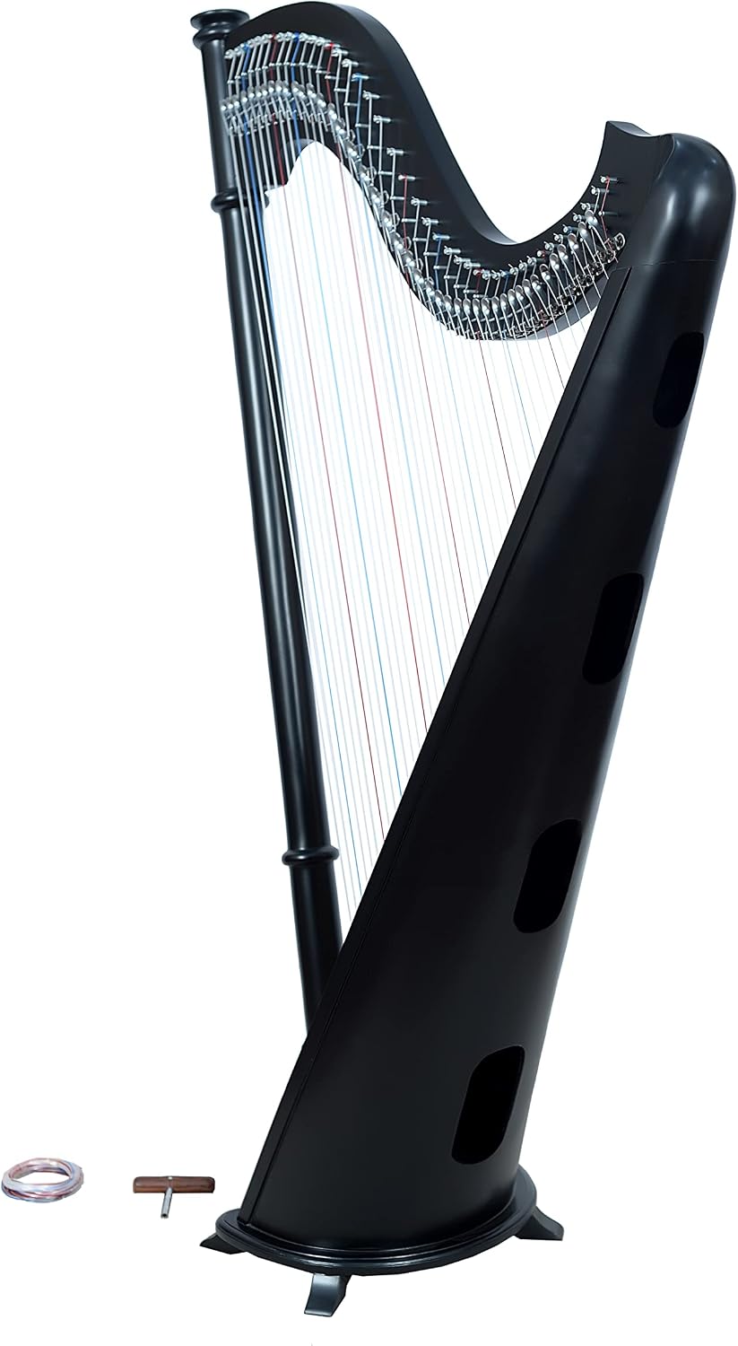 Sturgis Midwest 42 Strings Black Celtic Irish Lever Harp with Extra Strings and Tuner