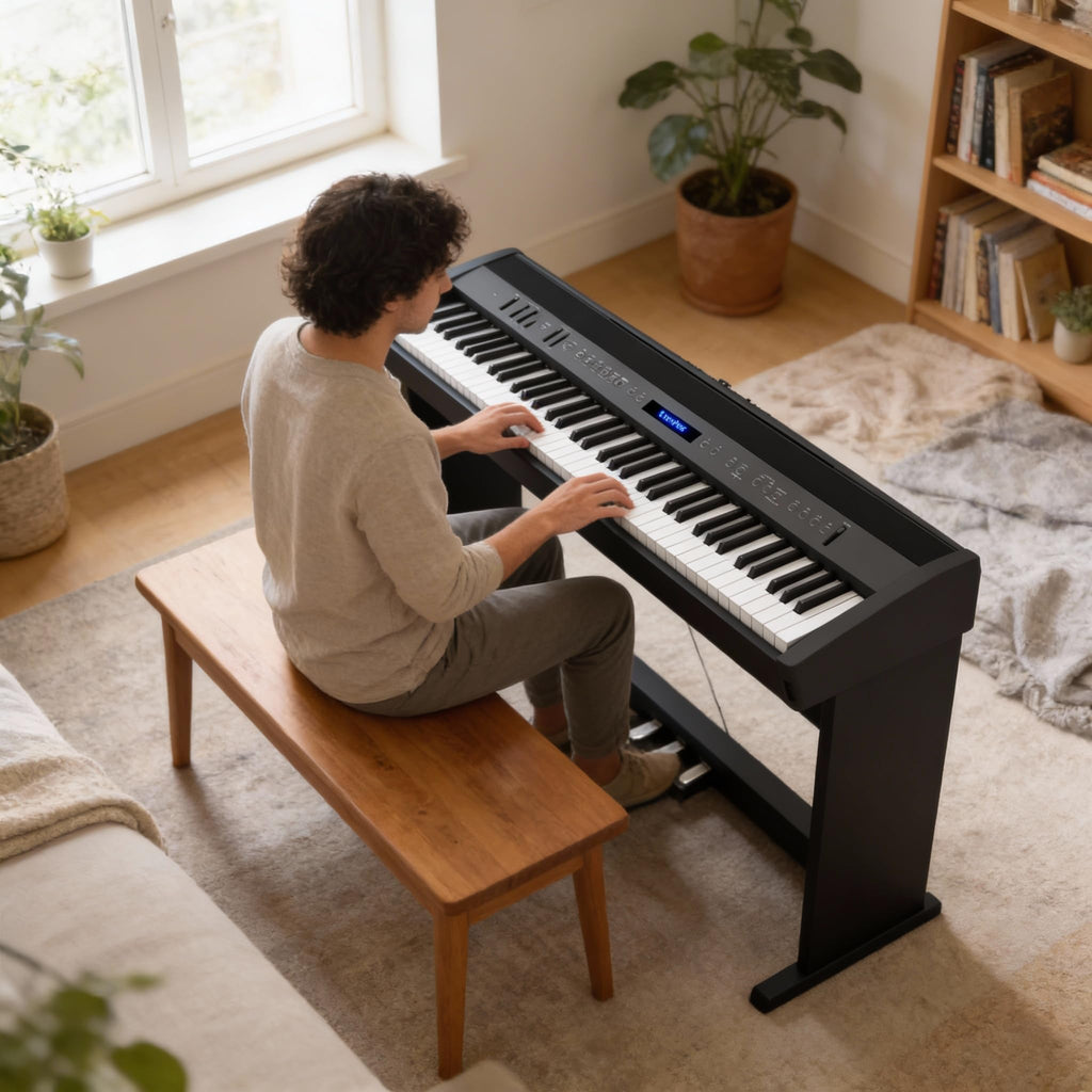 Roland FP-60X 88-Key Digital Piano - White Bundle with Adjustable Stand, Bench, Deluxe Sustain Pedal, Online Piano Lessons, Instructional DVD, and Austin Bazaar Polishing Cloth