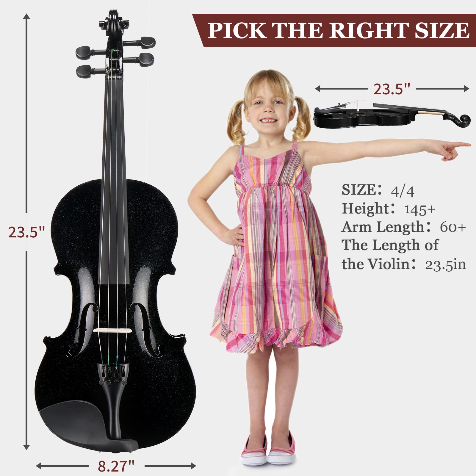 Ktaxon Violin for Beginners Students, Acoustic Violins 4/4, Full Size Fiddle Kit with Case, Bow, Rosin, Adult Teens Learners Age 11+ (Natural)