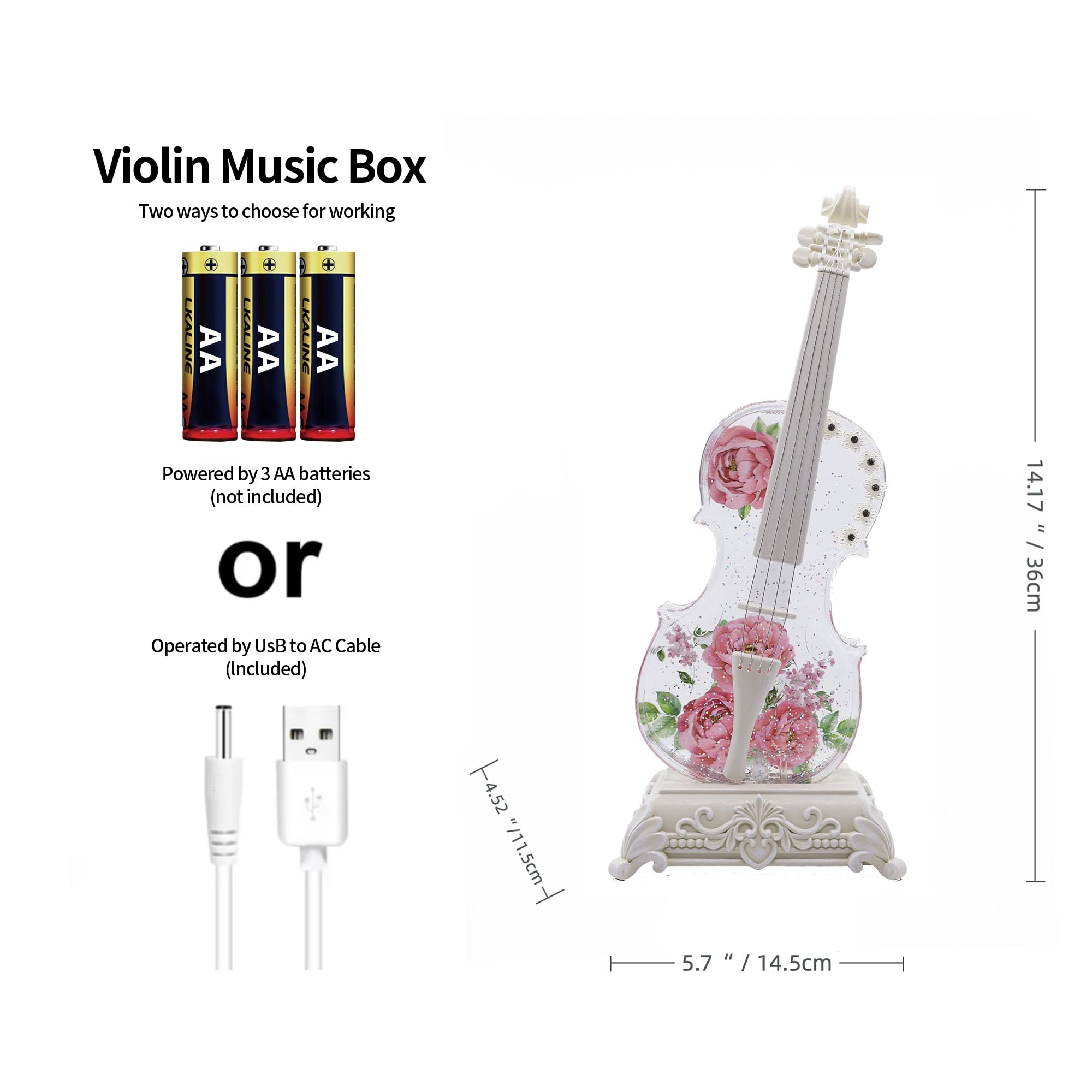 Violin Snow Globe Music Box Gifts for Kids Friends Little Girls Women Granddaughter Sister Violinists Birthday Valentine's Day Weddings Anniversaries Decor Christmas Decorations (Unicorn)