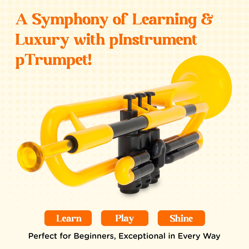 pTrumpet Bb Plastic Trumpet - Durable pInstruments Design with Ergonomic Grip - Includes 3C & 5C Mouthpieces and Carrying Bag - Authentic Sound for Students & Beginners - ABS Build - Green