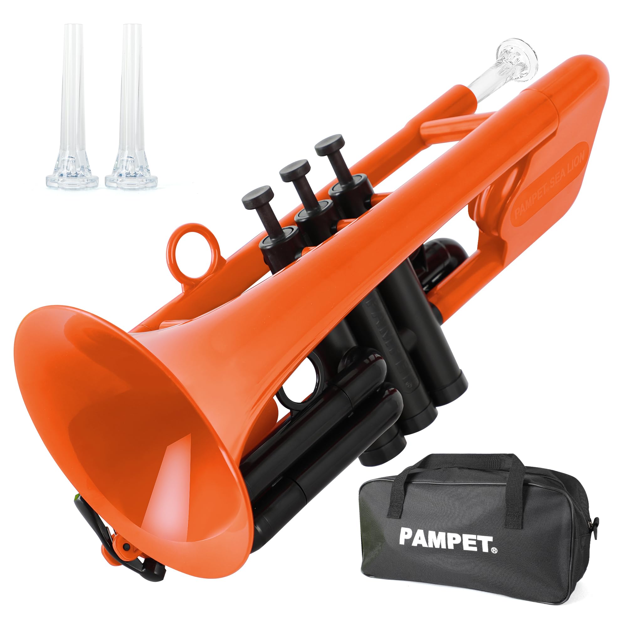 PAMPET SEA LION Professional Plastic Bb Trumpet Standard Trumpets Trumpet Set for Student Beginner Bb Trumpet Instrument (Red)