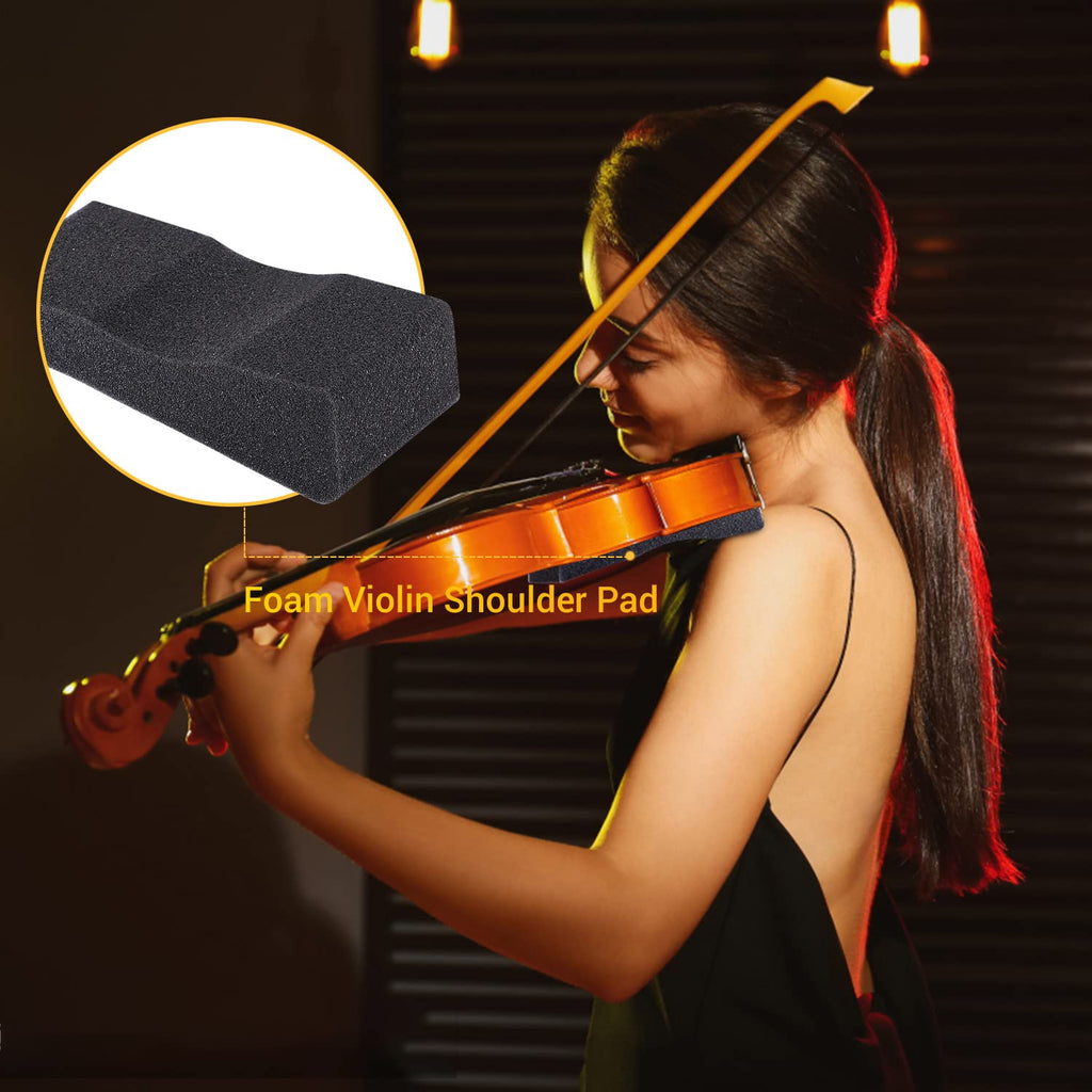Facmogu 10PCS Foam Violin Shoulder Pad, Economy Sponge Violin Shoulder Pads for 3/4-1/2 Violins, Great Present for Christmas, Soft Violins Sponge Rest with Rubber Bands for Concerts & Party - Black