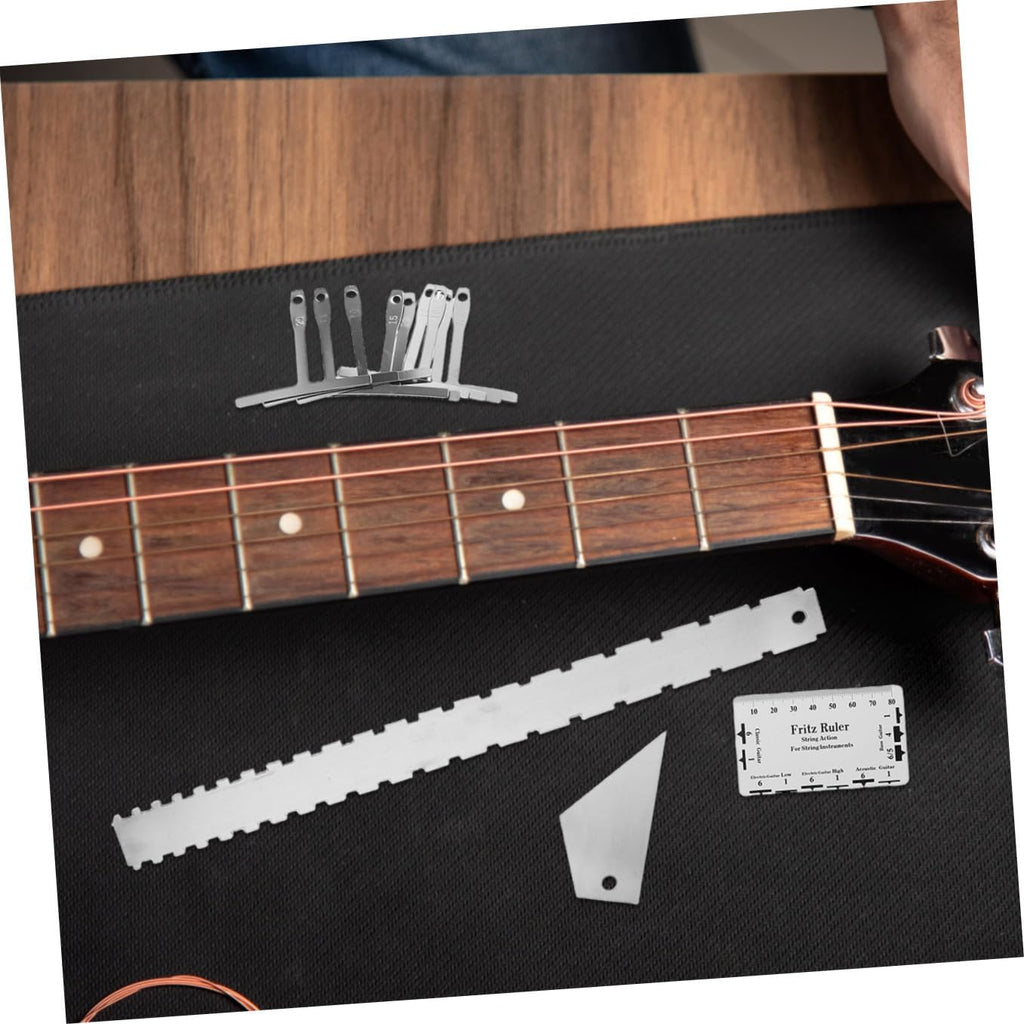 Cabilock Guitar String Height Gauge Ruler Electric Bass Setup Tool Notched Neck Radius Straight Edge Luthier Measuring Feeler for String Action Adjustment