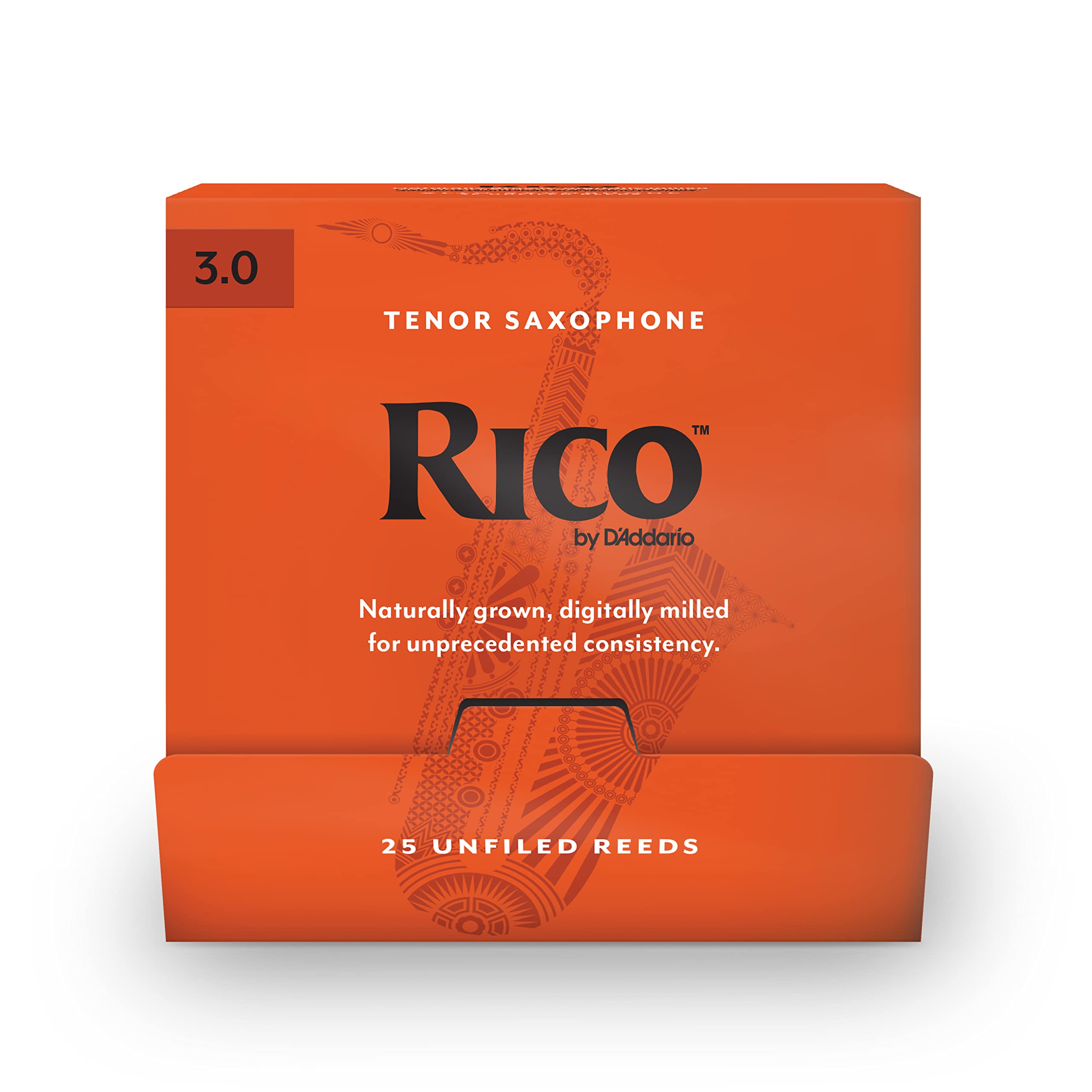 Rico Organic Tenor Saxophone Reeds, Strength 2.5, Pack of 25